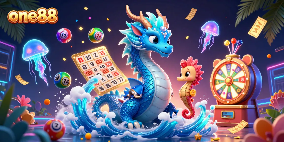 Experience thrilling fun with one88, featuring a lively underwater scene filled with colorful lottery elements.