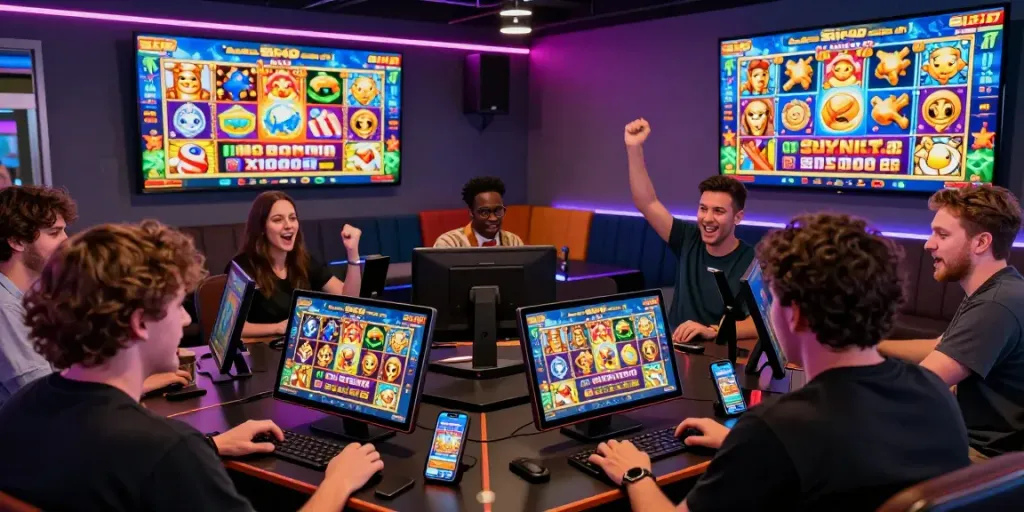 Pengalaman bermain slot gacor di SIS4D dengan pemain bersorak untuk jackpot besar.