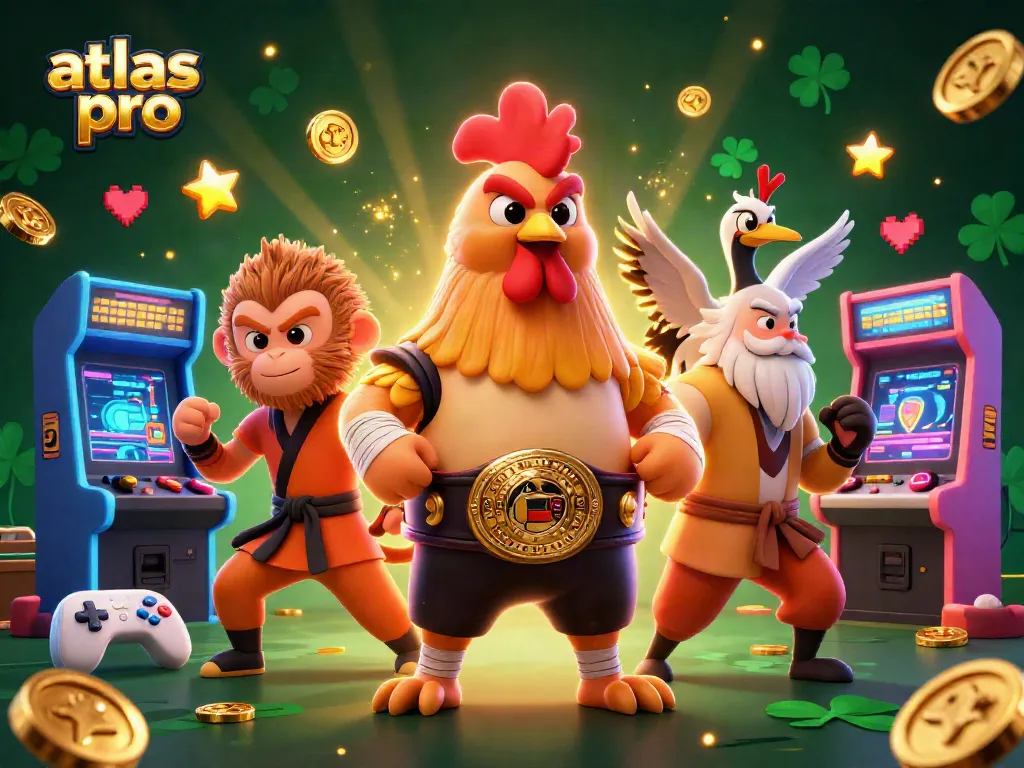 Vivez l'expérience de jeu avec atlas pro, un combat dynamique et joyeux entre personnages sur fond de jeux colorés.